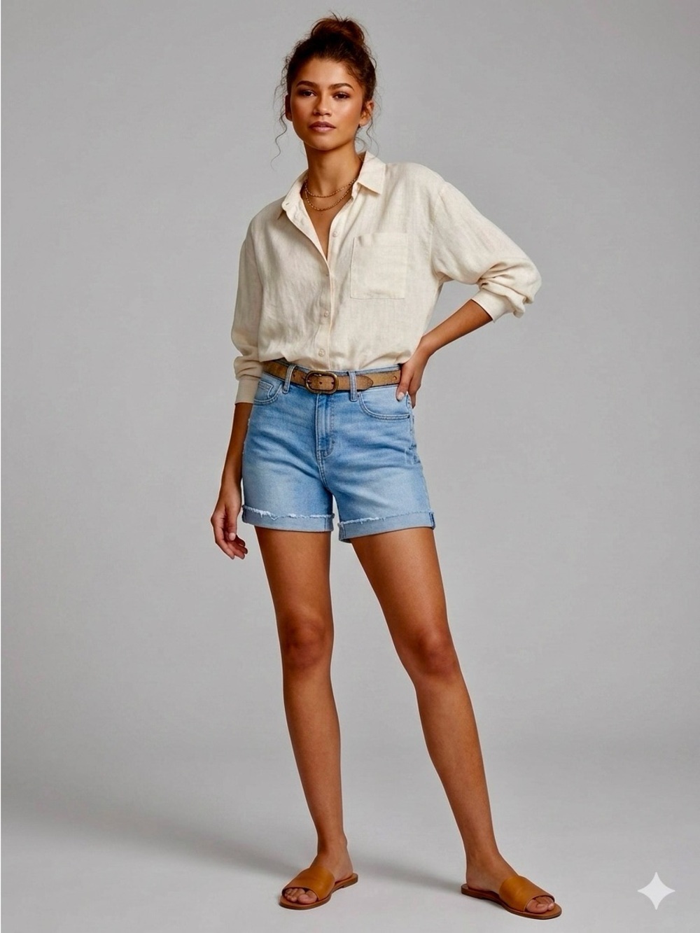 Marc New York Jeans Denim Shorts 10 Raw Hem Cuffed Light Wash Distressed Stretch